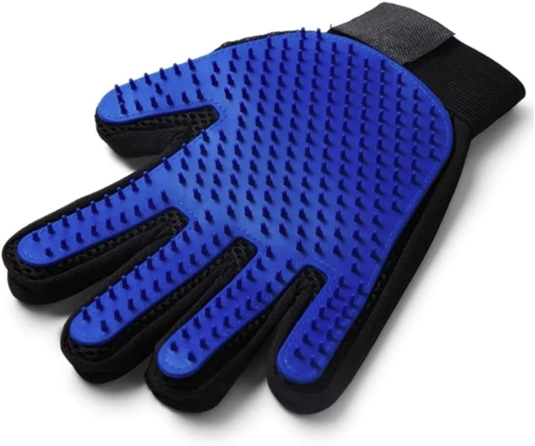 Luva Escova Tira Pelos Pet Cães Gatos Borracha Azul Preta Ajustável Massageadora IZECARE PRO IZESHOP Luva escova tira pelos IZECARE PRO azul e preta para cães e gatos