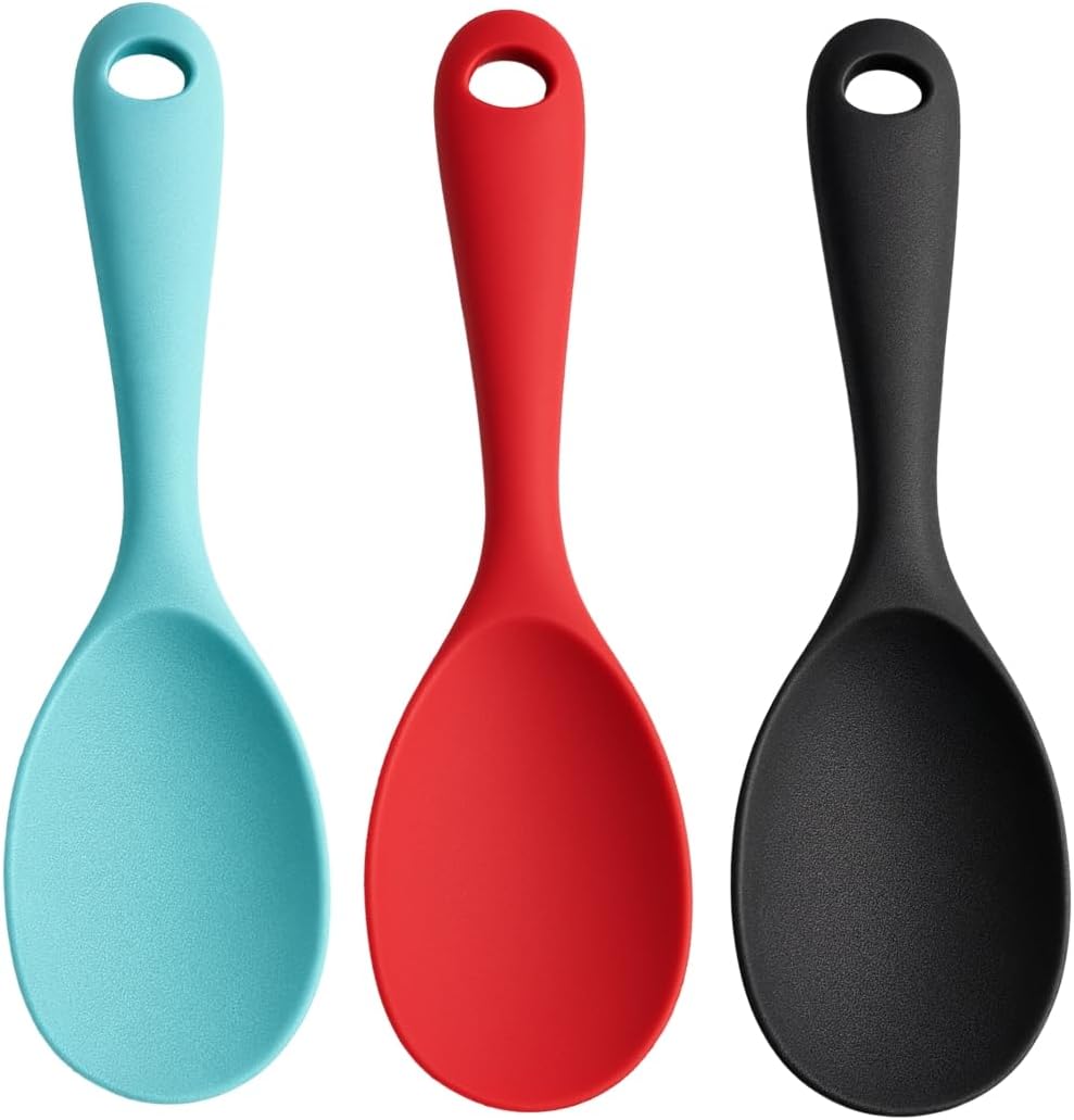 Jogo 3 Colheres de Silicone Cabo Curto Preto Resistente Antiaderente Premium IZECHOP PRO