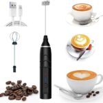 Mini Mixer Portátil USB Recarregável Inox Preto 3 Velocidades Premium IZEFOAM PRO