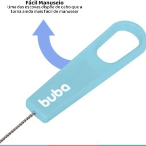 Escova para Canudos e Mamadeiras 2 Unidades Azul Aço Nylon 17cm Livre BPA IZEWASH PRO