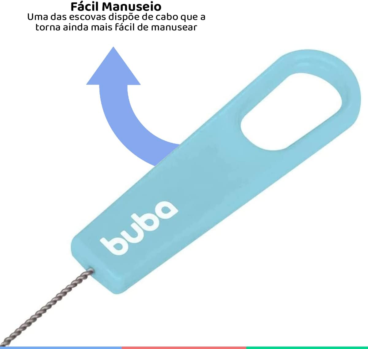 Escova para Canudos e Mamadeiras 2 Unidades Azul Aço Nylon 17cm Livre BPA IZEWASH PRO