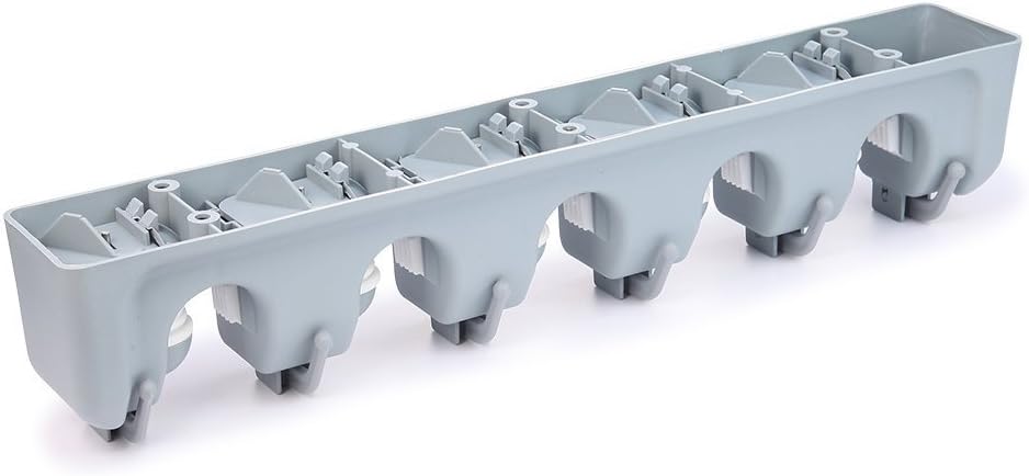 Suporte para Vassoura e Mop Parede 5 Espaços 6 Ganchos 16kg Inox Organizador Multiuso IZEHOLD PRO