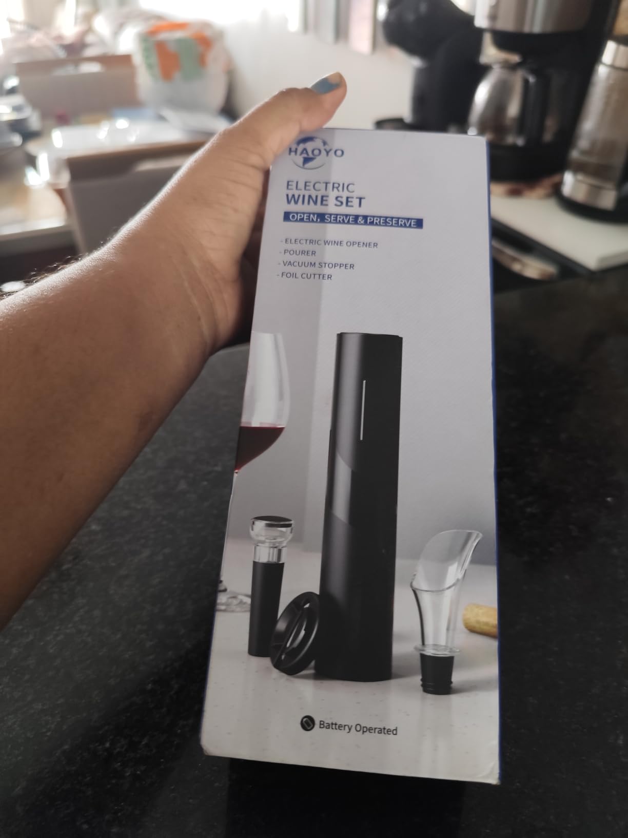 Kit Abridor de Vinho Elétrico 4 Peças Preto Inox Premium IZEVINO PRO photo review
