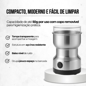 Moedor de Café Elétrico 220V Aço Inox 400ml 150W Multiuso Rápido IZESMART CHOP Moedor de Café Elétrico 220V Aço Inox 400ml 150W Multiuso Rápido IZESMART CHOP