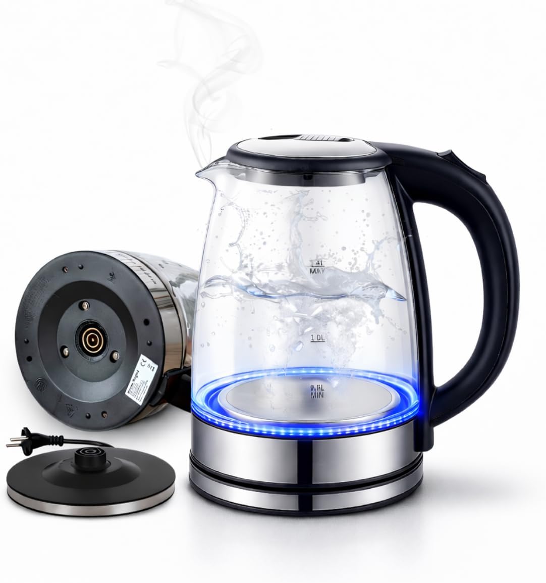 Chaleira Elétrica de Vidro 1,8L 110V 1200W LED Desligamento Automático IZEBOIL PRO
