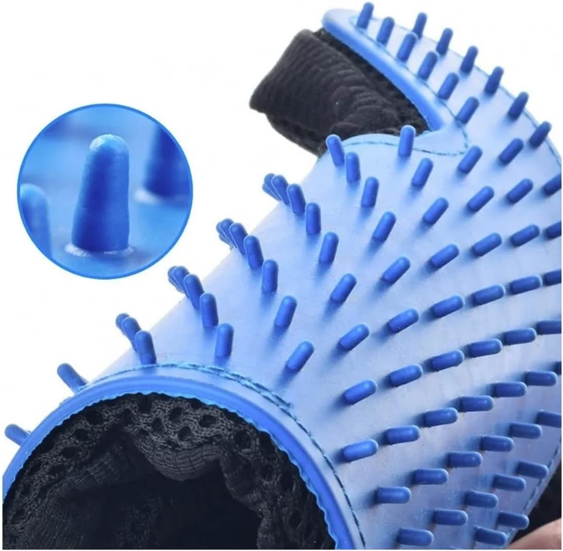 Luva Escova Tira Pelos Pet Cães Gatos Borracha Azul Preta Ajustável Massageadora IZECARE PRO IZESHOP Removedor de pelos para cães e gatos com borracha de alta aderência