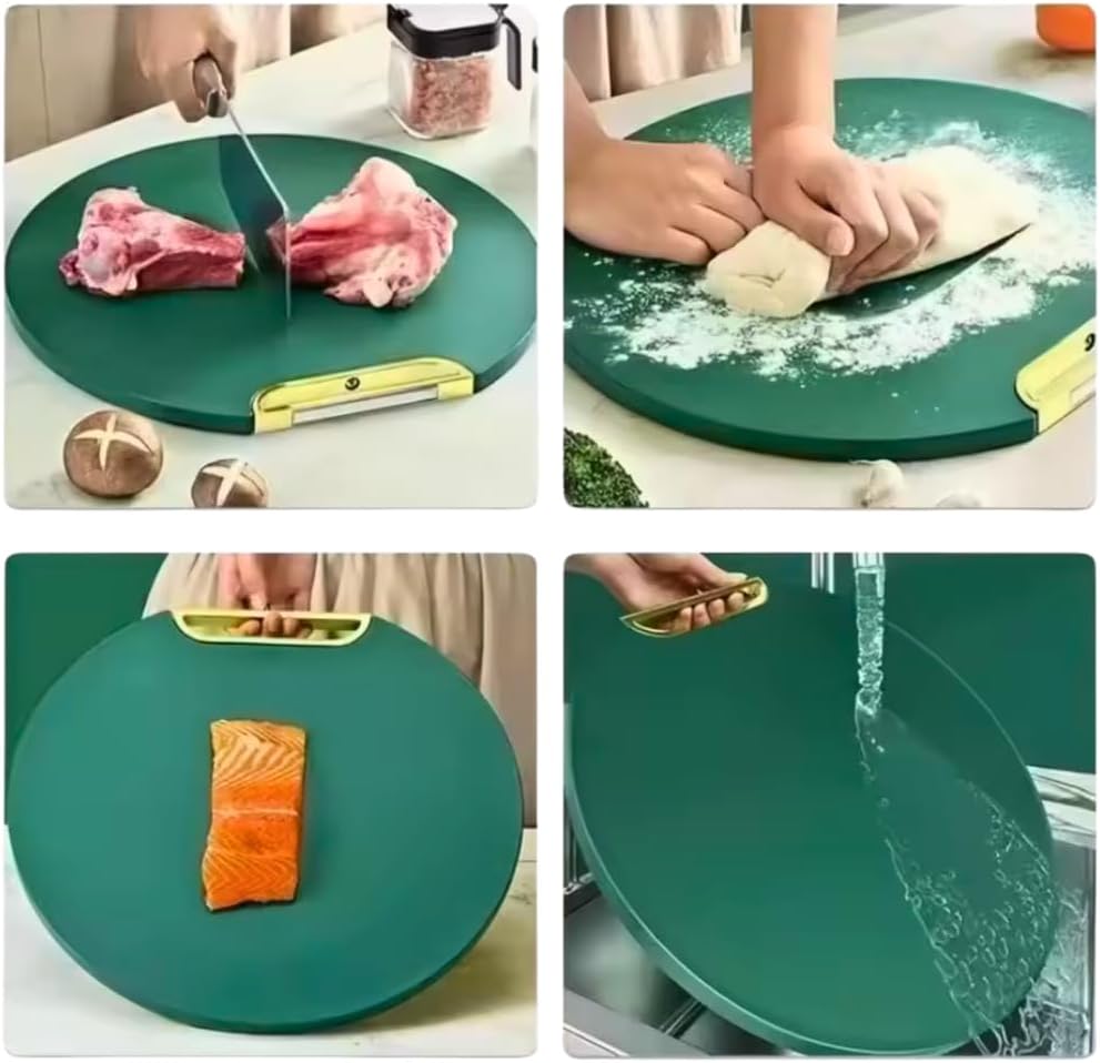 Tábua de Corte Redonda Polietileno Antibacteriana Antiderrapante 29x25cm Premium IZECHOP PRO IZESHOP Tábua de corte antibacteriana IZECHOP PRO com superfície higiênica para alimentos