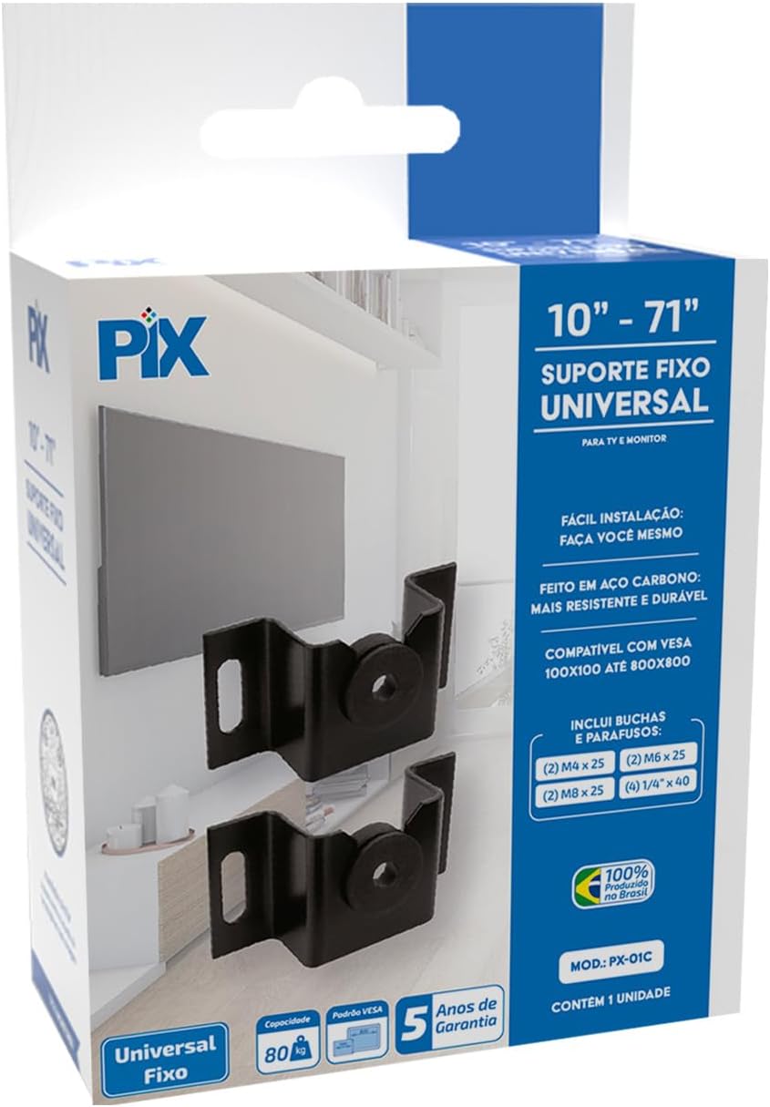Suporte Fixo Universal TV 10 a 71 Polegadas Aço Carbono Trava Segura IZEWALL PRO