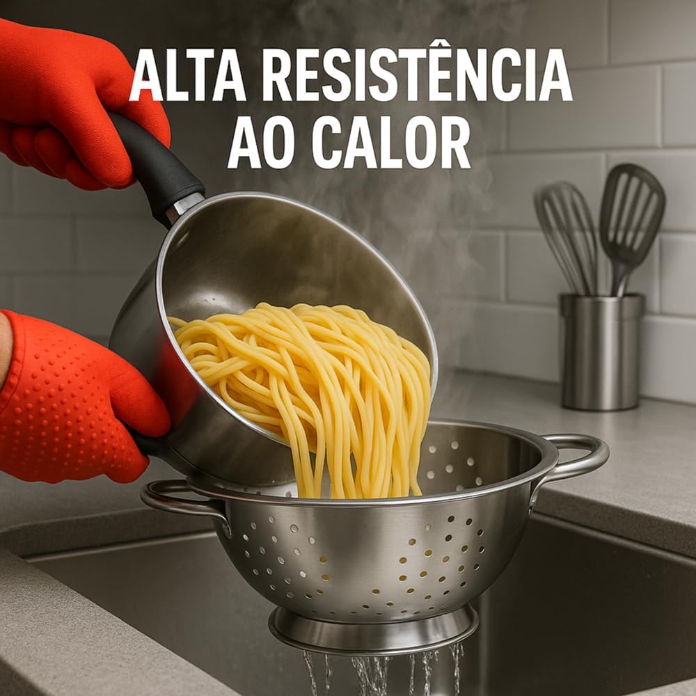 Escorredor Inox Premium 24cm Alças Firmes Resistente ao Calor Multiuso IZECHOP PRO