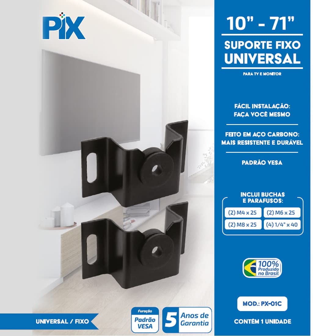 Suporte Fixo Universal TV 10 a 71 Polegadas Aço Carbono Trava Segura IZEWALL PRO
