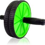 Roda Abdominal Dupla Rolo Fitness Preto 18cm com Apoio Joelho Premium IZECORE PRO