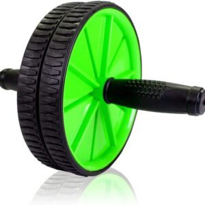 Roda Abdominal Dupla Rolo Fitness Preto 18cm com Apoio Joelho Premium IZECORE PRO
