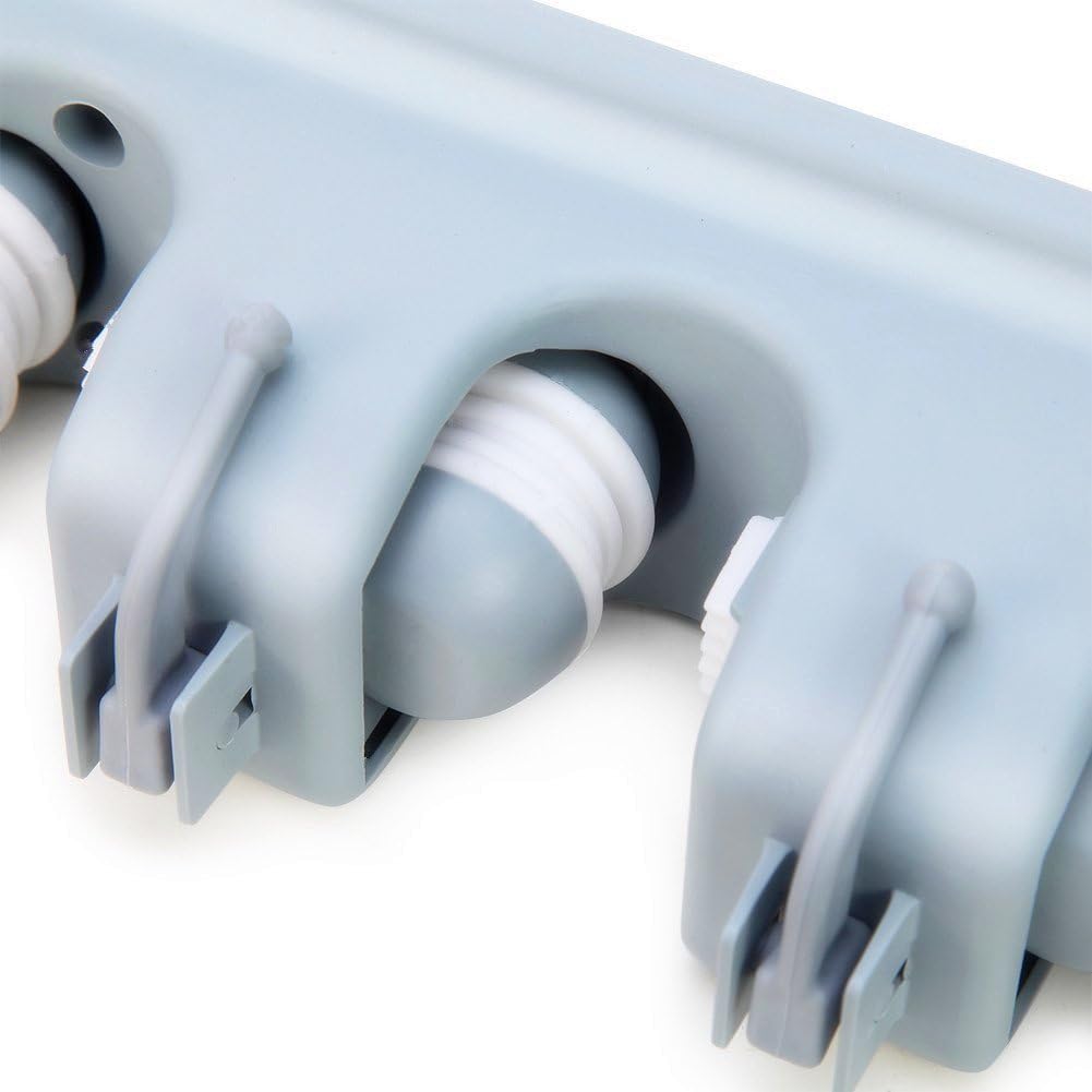 Suporte para Vassoura e Mop Parede 5 Espaços 6 Ganchos 16kg Inox Organizador Multiuso IZEHOLD PRO