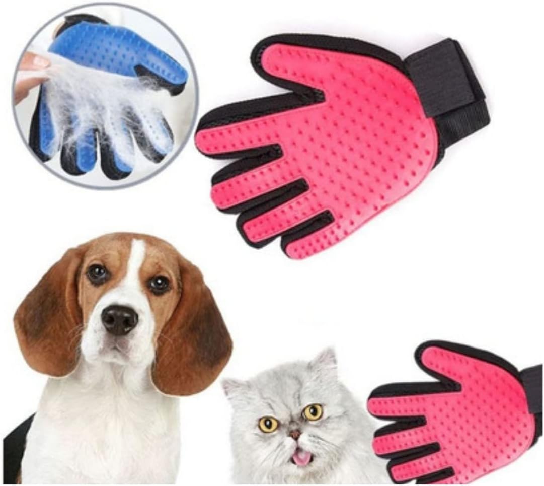 Luva Escova Tira Pelos Pet Cães Gatos Borracha Azul Preta Ajustável Massageadora IZECARE PRO IZESHOP Luva massageadora para pet com pontas de silicone e ajuste em velcro