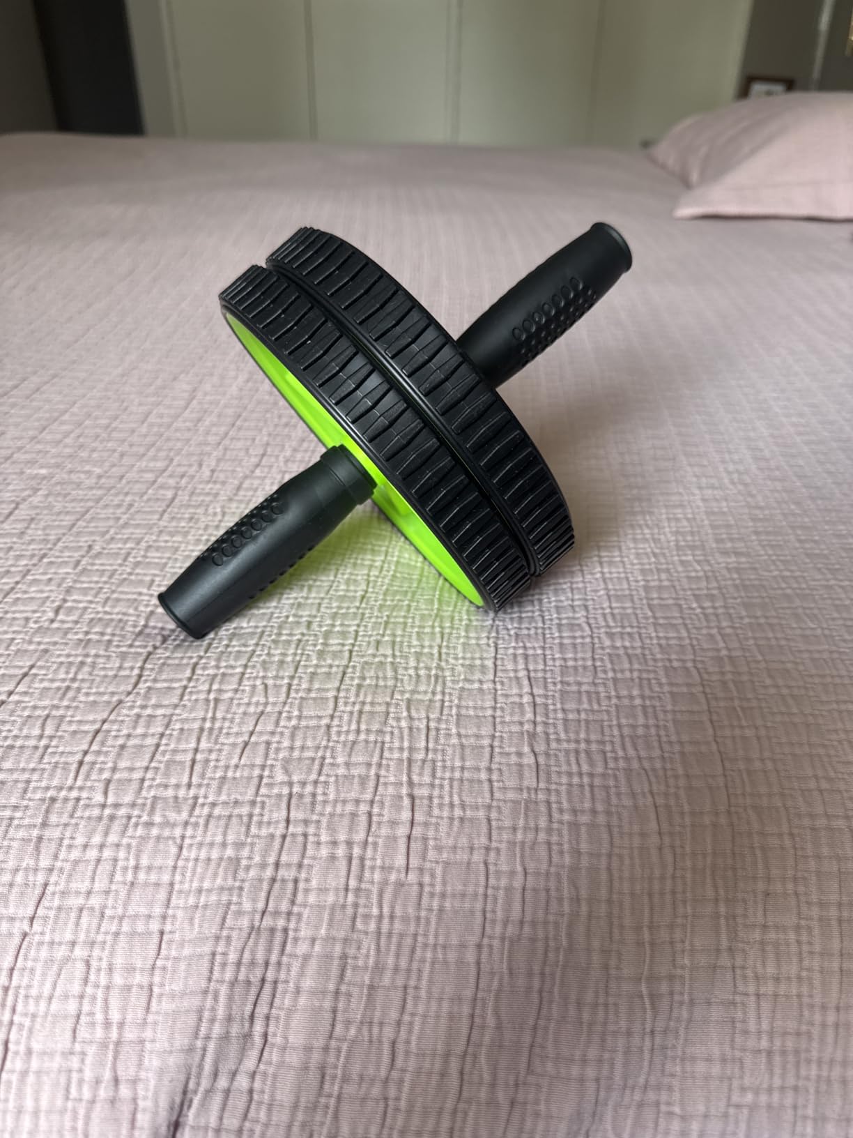 Roda Abdominal Dupla Rolo Fitness Preto 18cm com Apoio Joelho Premium IZECORE PRO photo review