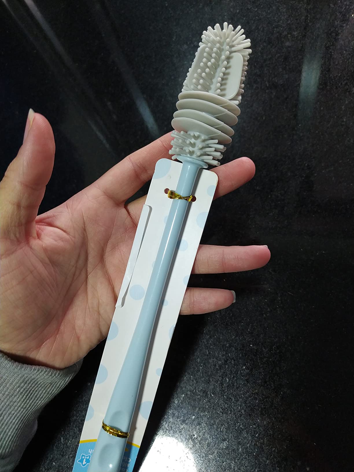 Escova de Silicone para Garrafas, Mamadeiras e Copos Cabo Longo Cinza Premium IZELEAN PRO photo review
