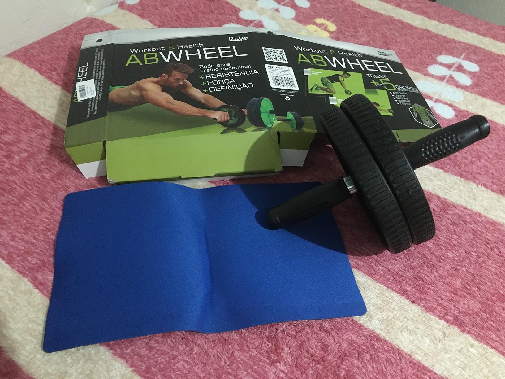 Roda Abdominal Dupla Rolo Fitness Preto 18cm com Apoio Joelho Premium IZECORE PRO photo review