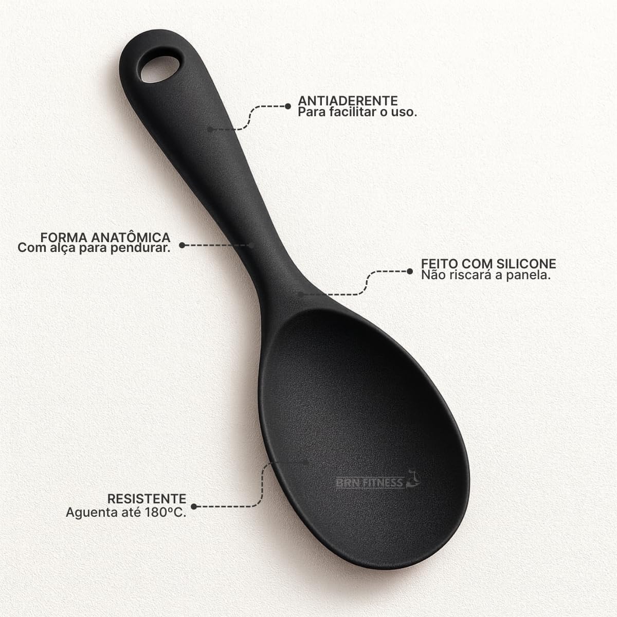 Jogo 3 Colheres de Silicone Cabo Curto Preto Resistente Antiaderente Premium IZECHOP PRO