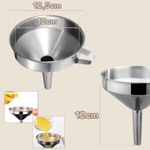 Funil de Cozinha Aço Inox 12cm Com Alça Lateral Bico Preciso Premium IZEFLOW PRO