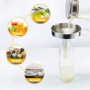 Funil de Cozinha Aço Inox 12cm Com Alça Lateral Bico Preciso Premium IZEFLOW PRO