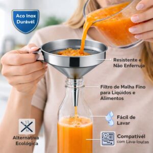 Funil de Cozinha Aço Inox 12cm Com Alça Lateral Bico Preciso Premium IZEFLOW PRO