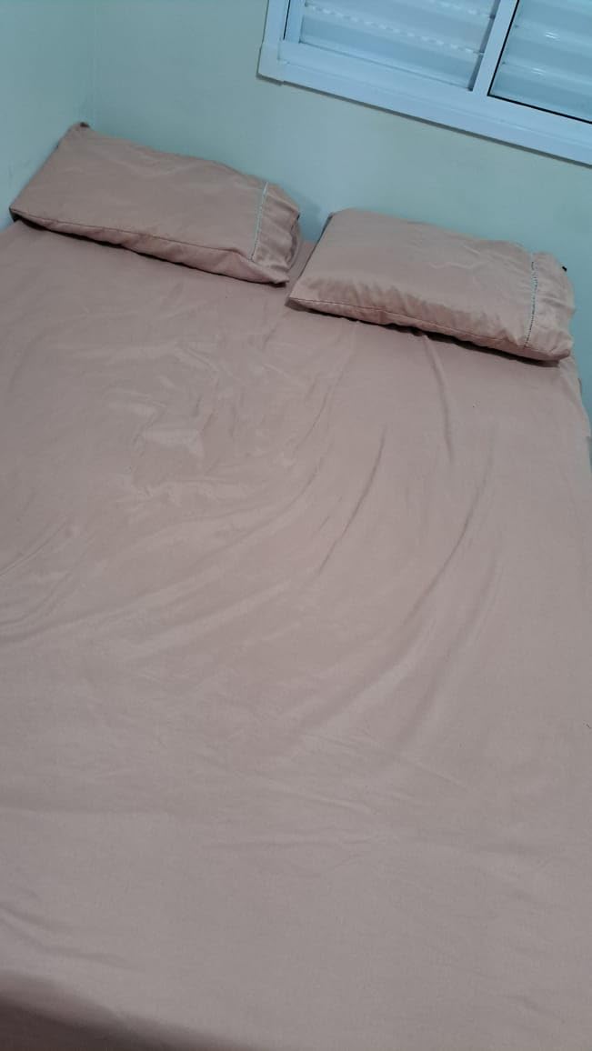 Jogo de Cama Casal Percal Bege Avelã 400 Fios Fendi 3 Peças Antiácaro Anti-Pilling Toque Macio IZECOMFORT PRO photo review