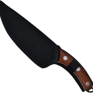 Faca Artesanal Damasco 6" Aço Inox Cabo Madeira Bainha Pano Leve Tática Camping Caça IZEKNIFE PRO