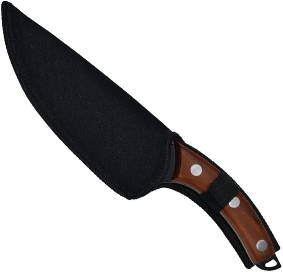 Faca Artesanal Damasco 6" Aço Inox Cabo Madeira Bainha Pano Leve Tática Camping Caça IZEKNIFE PRO
