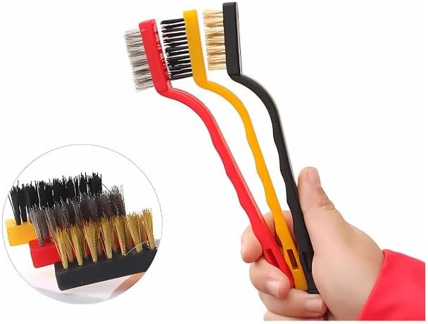 Kit 3 Escovas de Limpeza Nylon Metal Aço Cabo Ergonômico Premium IZEPOWER PRO
