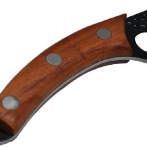 Faca Artesanal Damasco 6" Aço Inox Cabo Madeira Bainha Pano Leve Tática Camping Caça IZEKNIFE PRO