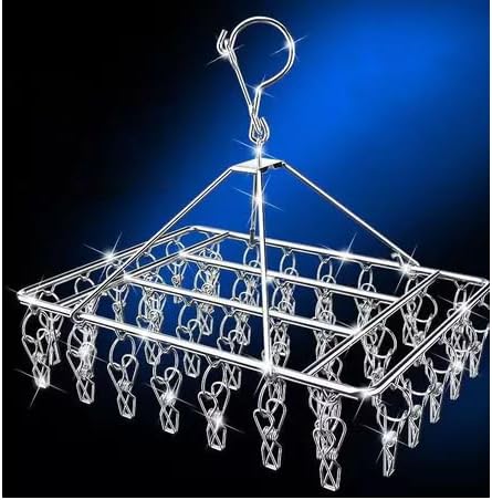 Varal Retrátil 40 Clips Inox Prendedores Prático para Roupas Íntimas Pequenas IZESNAP PRO IZESHOP Varal retrátil com 40 prendedores inox para secar roupas íntimas e meias