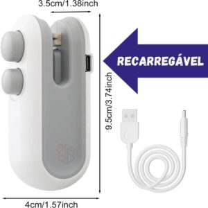 Mini Seladora de Embalagens Portátil USB Recarregável Dupla Função Sela e Corta Magnética IZEFRESH CUT