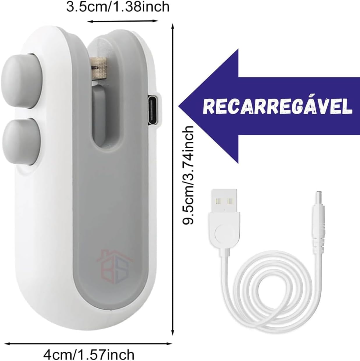 Mini Seladora de Embalagens Portátil USB Recarregável Dupla Função Sela e Corta Magnética IZEFRESH CUT