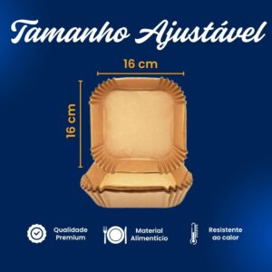 Forma Papel para AirFryer 50 Unidades Quadrada Descartável Antiaderente Universal IZECRISP PRO Forma Papel para AirFryer 50 Unidades Quadrada Descartável Antiaderente Universal IZECRISP PRO