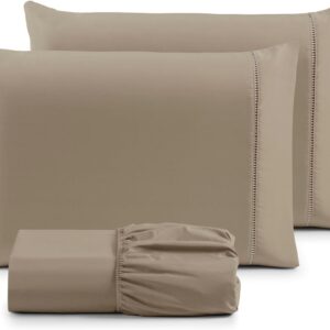 Jogo de Cama Casal Percal 400 Fios Fendi 3 Peças Antiácaro Anti-Pilling Toque Macio IZECOMFORT PRO