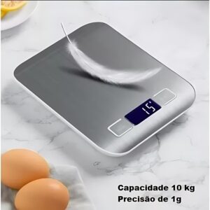 Balança Digital de Cozinha Inox 10kg 1g LCD Azul Função Tara Premium IZEWEIGH PRO