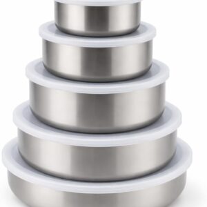 Kit 5 Tigelas Herméticas Aço Inox Redondas com Tampa Vedação Segura Organiza Fácil IZEHOLD PRO