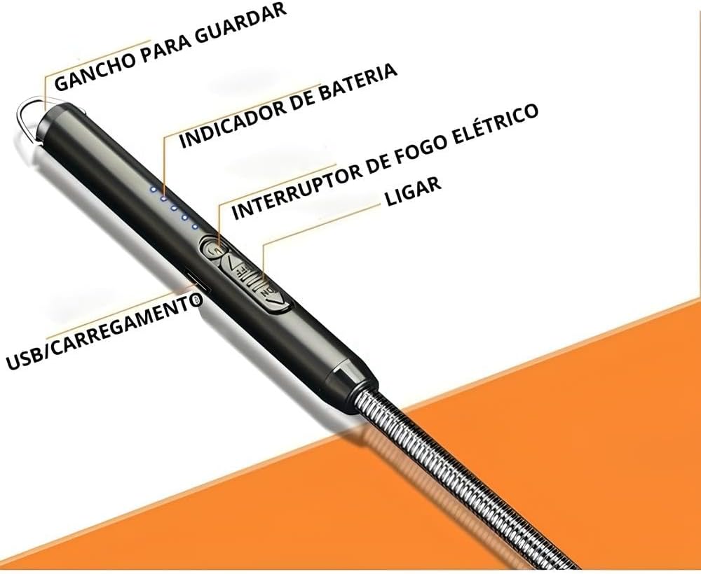 Isqueiro Elétrico Recarregável USB 360° Flexível Antivento Premium IZEFLAME PRO