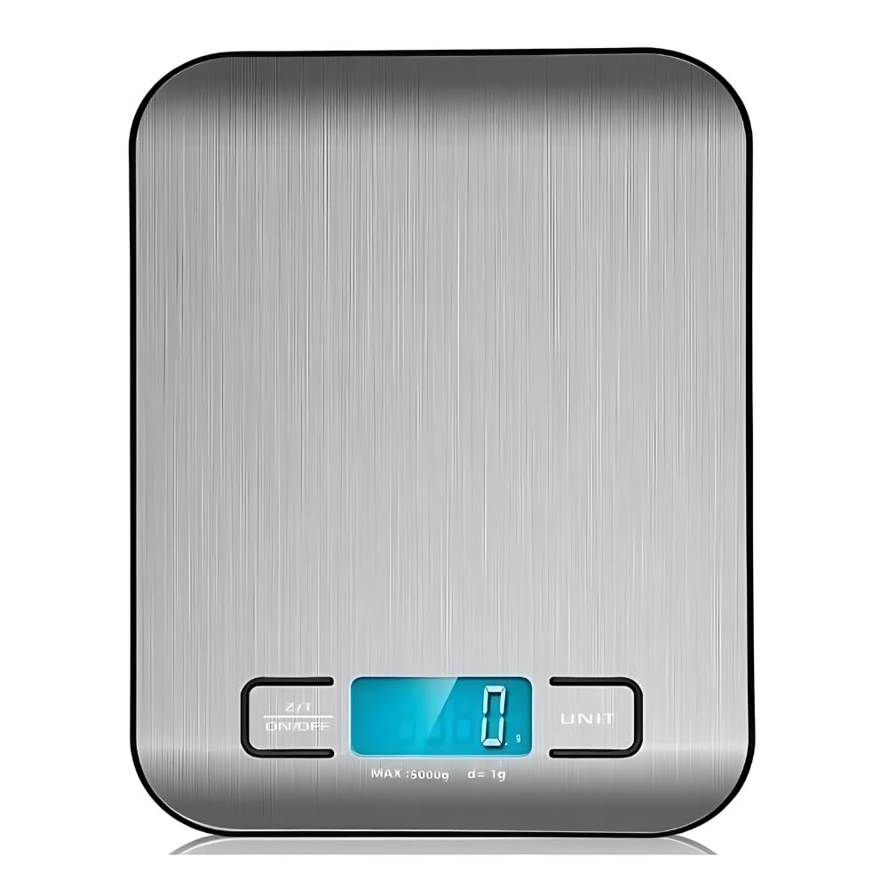 Balança Digital de Cozinha Inox 10kg 1g LCD Azul Função Tara Premium IZEWEIGH PRO