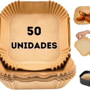 Forma Papel para AirFryer 50 Unidades Quadrada Descartável Antiaderente Universal IZECRISP PRO