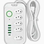 Filtro de Linha 5 Tomadas 4 USB-A 1 USB-C 2m Bivolt 2500W Proteção Inteligente IZEPOWER PRO