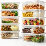 Kit 10 Potes Herméticos 800ml Transparente BPA Free Micro-ondas Freezer Retangular Empilhável IZELOCK PRO