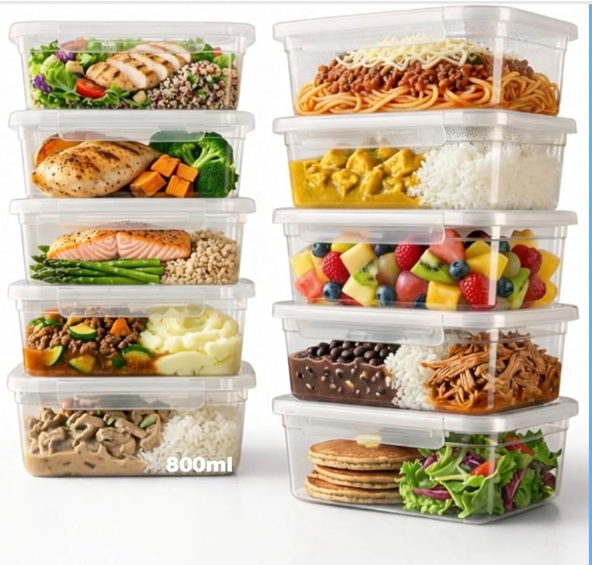 Kit 10 Potes Herméticos 800ml Transparente BPA Free Micro-ondas Freezer Retangular Empilhável IZELOCK PRO IZESHOP Kit 10 Potes Herméticos IZELOCK PRO 800ml transparentes para organizar e conservar alimentos