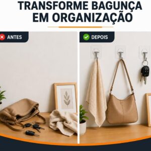 Kit 10 Ganchos Adesivos Transparentes 180° Forte Sem Furo Ultra Fixação IZEHOOK PRO Kit 10 Ganchos Adesivos Transparentes 180° Forte Sem Furo Ultra Fixação IZEHOOK PRO