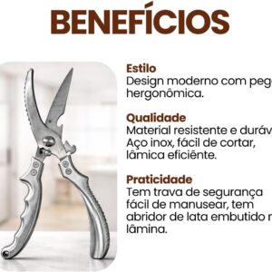 Tesoura de Cozinha Profissional 30cm Aço Inox Trava Segurança Corte Frango Ossos Multifuncional IZECHOP PRO Tesoura de Cozinha Profissional 30cm Aço Inox Trava Segurança Corte Frango Ossos Multifuncional IZECHOP PRO