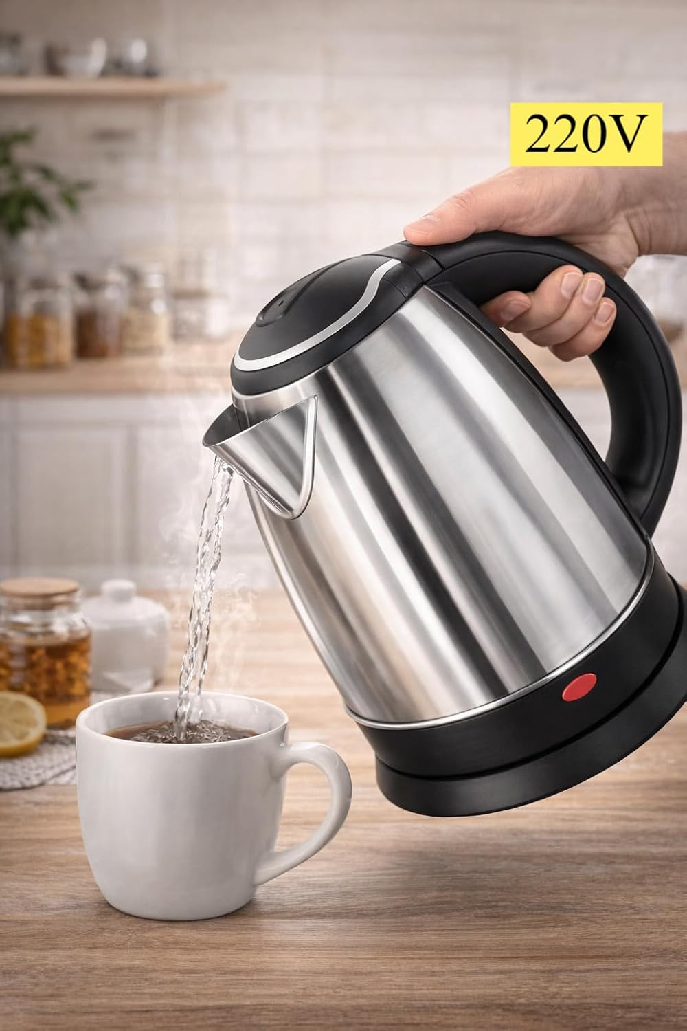Chaleira Elétrica Inox 2L 220V Desligamento Automático Base 360° Aquecimento Rápido IZEBOIL PRO