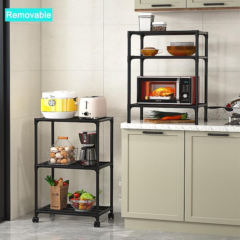 Estante Organizadora de Cozinha 6 Prateleiras Metal Preto com Rodízios Premium IZERACK PRO