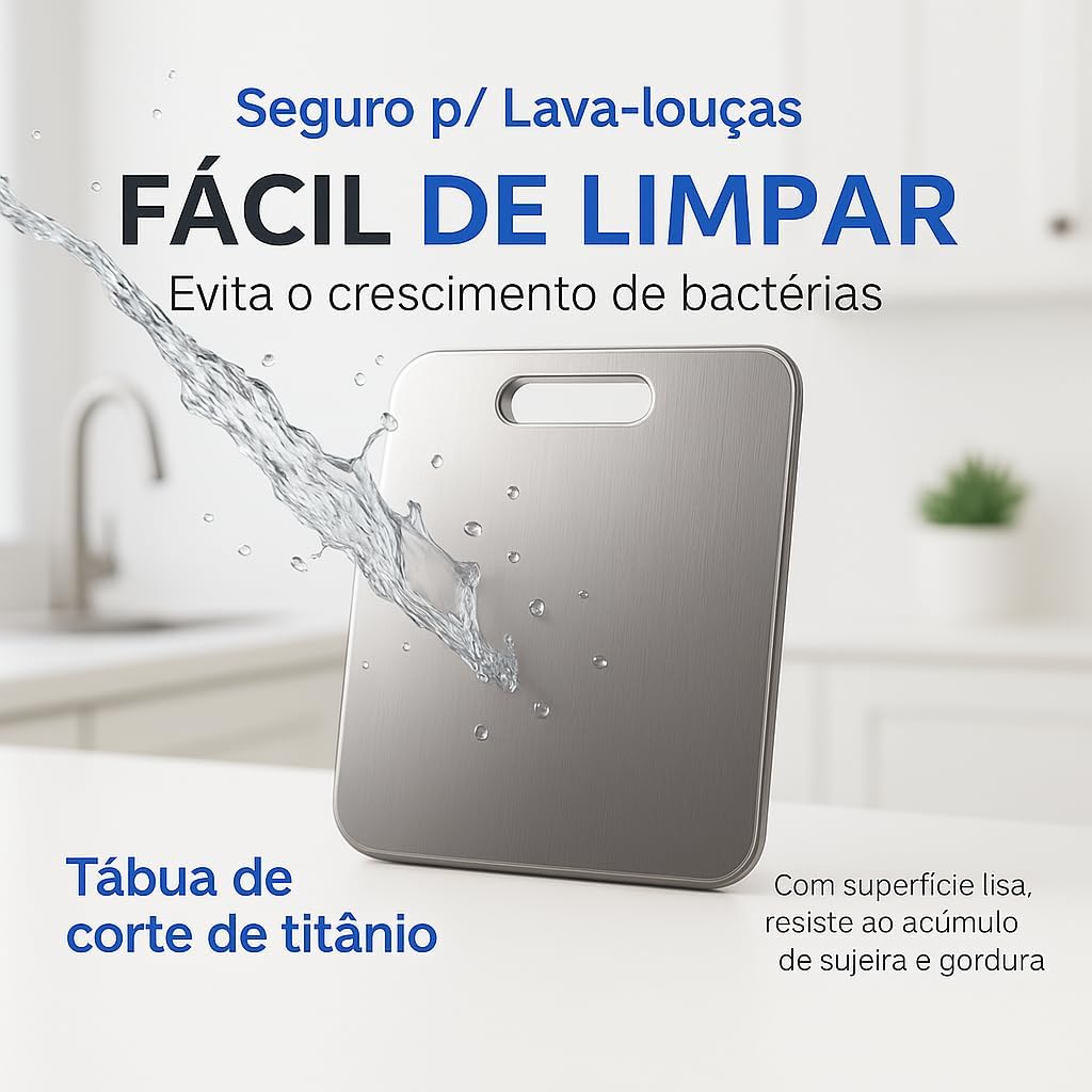 Tábua de Corte Inox Titânio Premium Higiênica 3 em 1 Fácil Limpeza Ultra Durável IZECHOP MAX