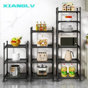 Estante Organizadora de Cozinha 6 Prateleiras Metal Preto com Rodízios Premium IZERACK PRO