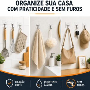 Kit 10 Ganchos Adesivos Transparentes 180° Forte Sem Furo Ultra Fixação IZEHOOK PRO Kit 10 Ganchos Adesivos Transparentes 180° Forte Sem Furo Ultra Fixação IZEHOOK PRO